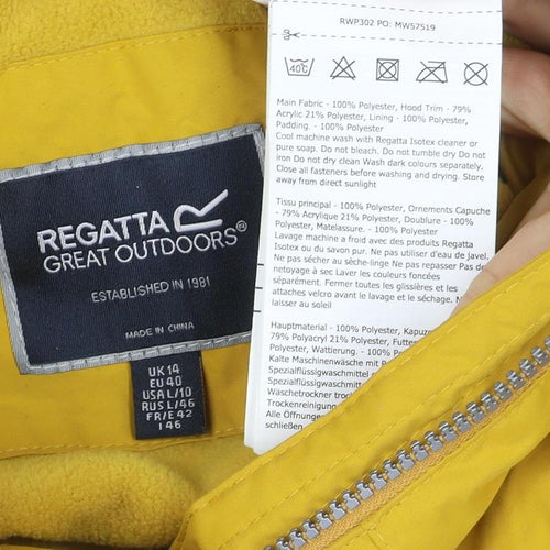 Regatta Women’s Yellow UK 14 Long Waterproof Fur Trim Hooded Parka Coat