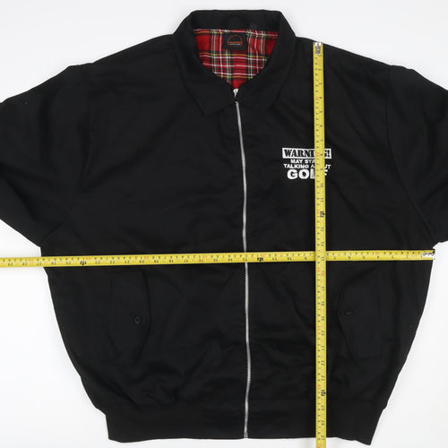 Urban Road Men Black XL Bomber Jacket Golf Embroidered Tartan Lined
