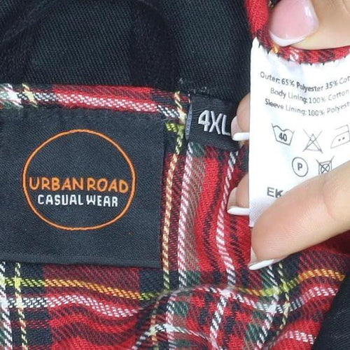 Urban Road Men Black XL Bomber Jacket Golf Embroidered Tartan Lined