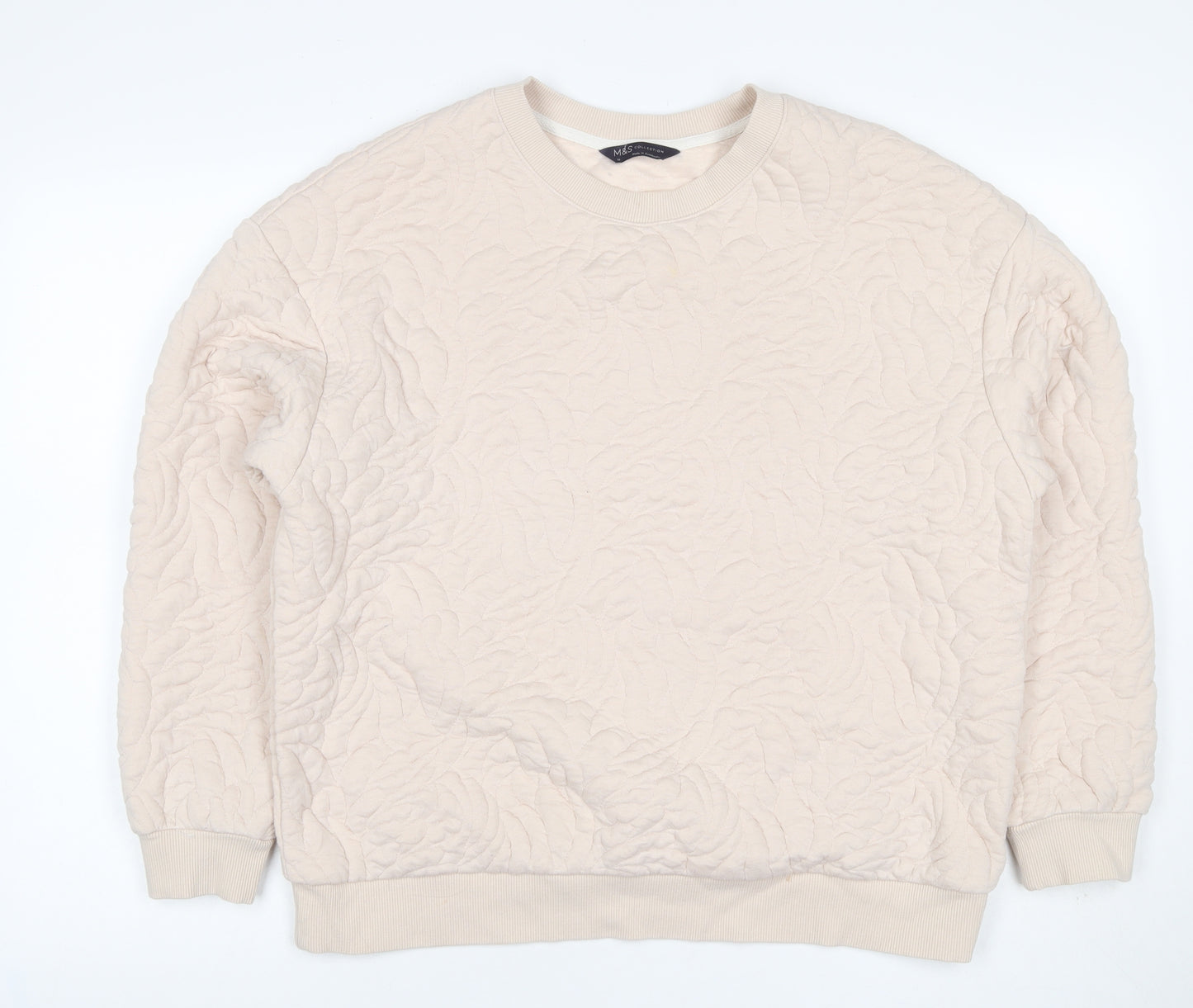 Marks and Spencer Women’s Ivory Quilted Floral Sweatshirt UK 14