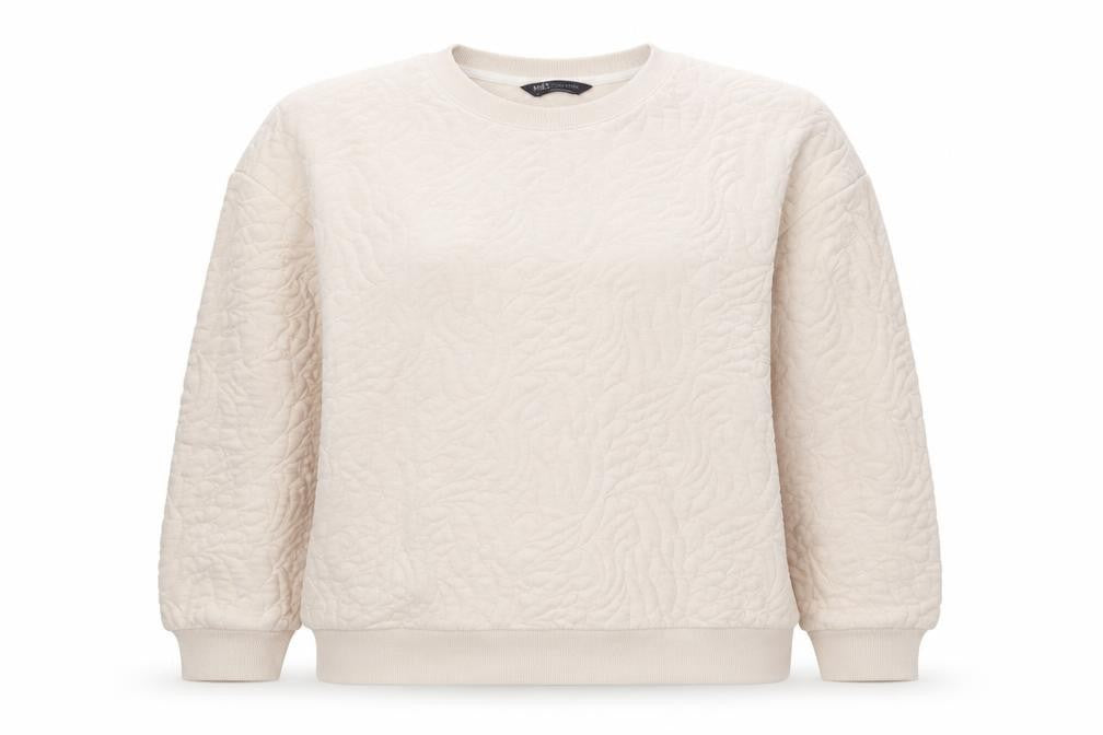 Marks and Spencer Women’s Ivory Quilted Floral Sweatshirt UK 14