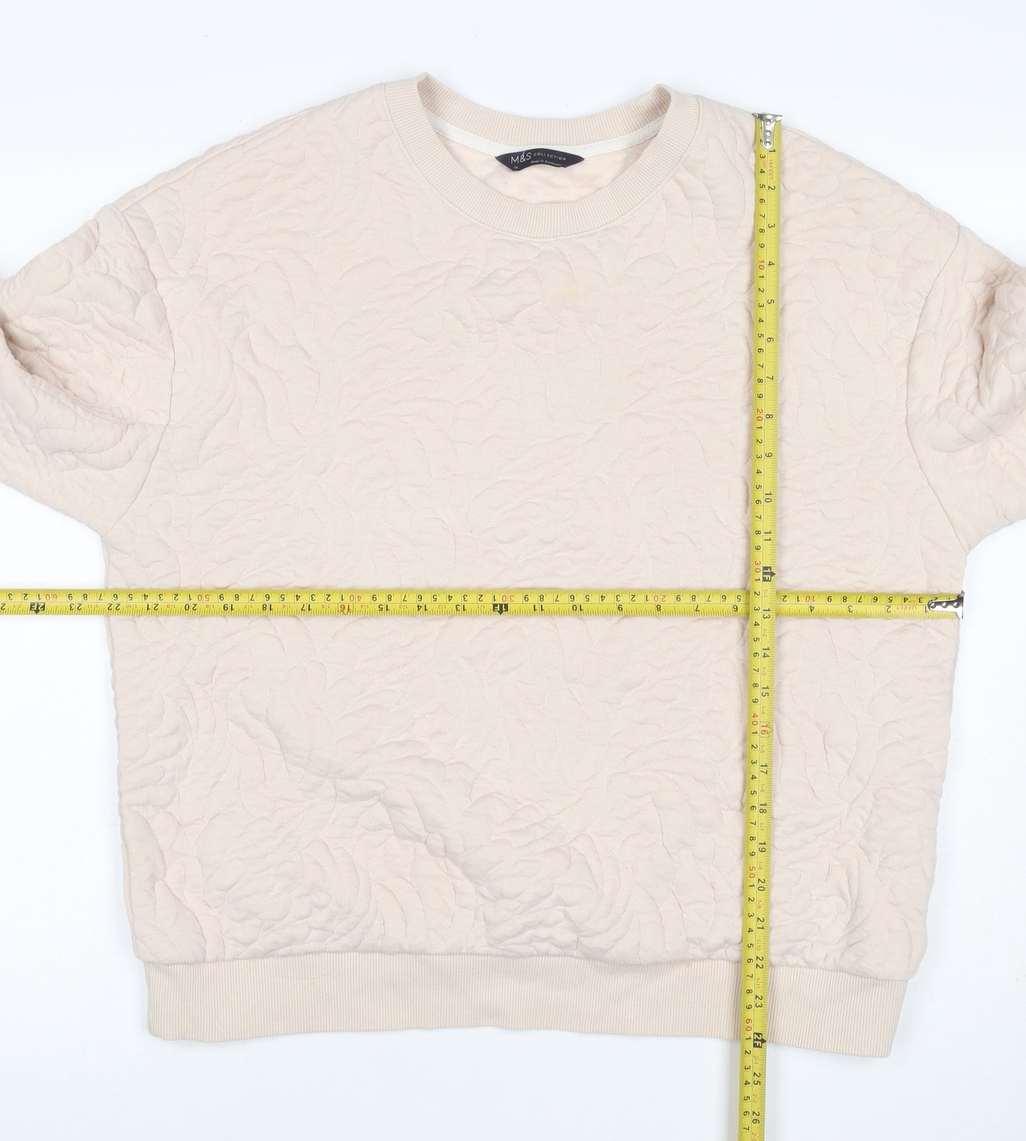 Marks and Spencer Women’s Ivory Quilted Floral Sweatshirt UK 14