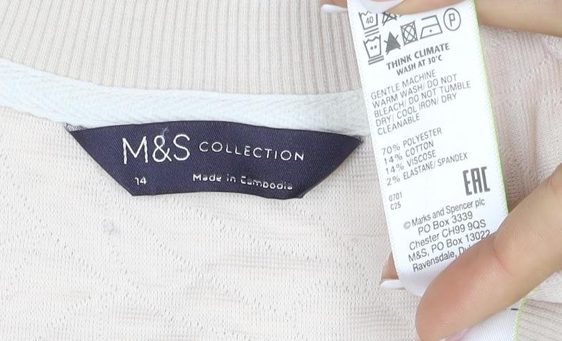 Marks and Spencer Women’s Ivory Quilted Floral Sweatshirt UK 14
