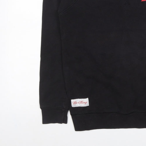 Be a King Men’s Black M Graphic Print Crew Neck Pullover Sweatshirt