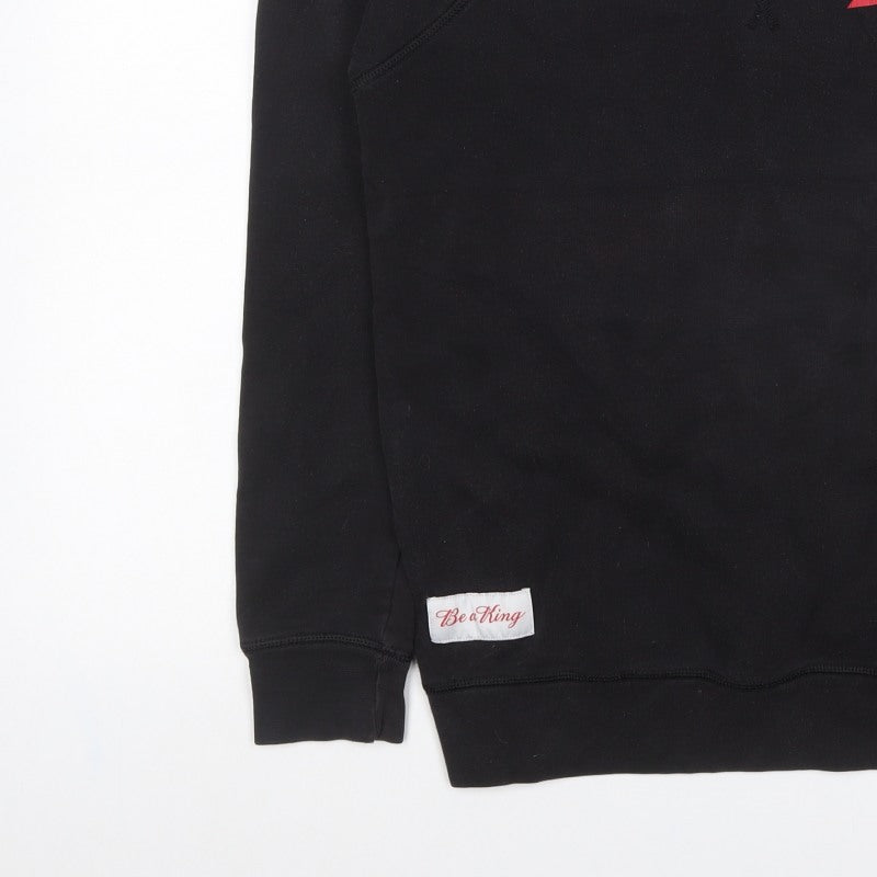 Be a King Men’s Black M Graphic Print Crew Neck Pullover Sweatshirt