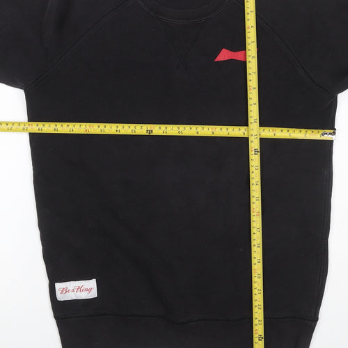 Be a King Men’s Black M Graphic Print Crew Neck Pullover Sweatshirt