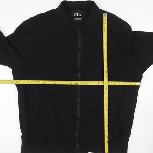Zara Men Black XL Bomber Jacket Full Zip Lightweight Pockets