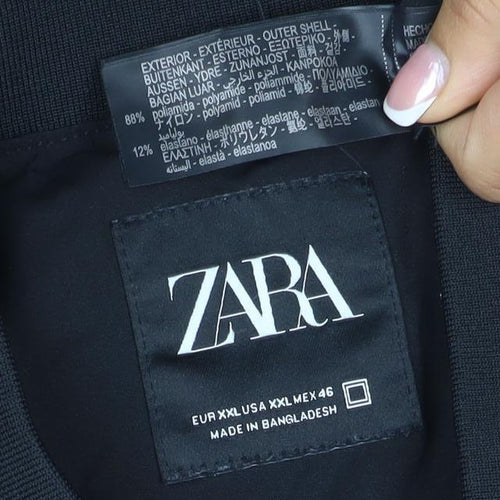 Zara Men Black XL Bomber Jacket Full Zip Lightweight Pockets