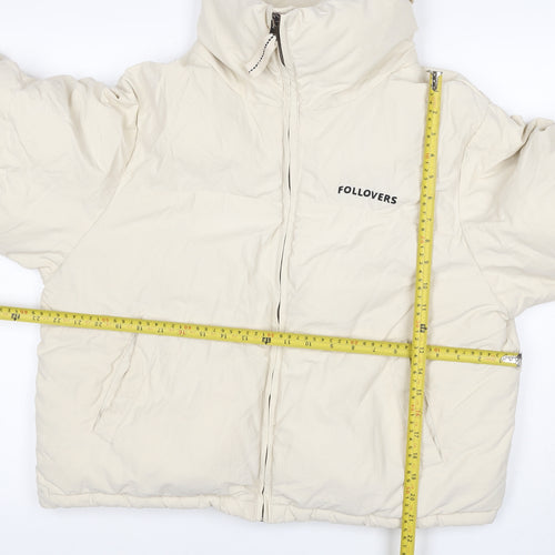Bershka Women Ivory L Puffer Jacket Full Zip Padded