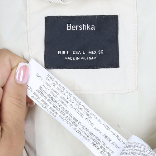 Bershka Women Ivory L Puffer Jacket Full Zip Padded