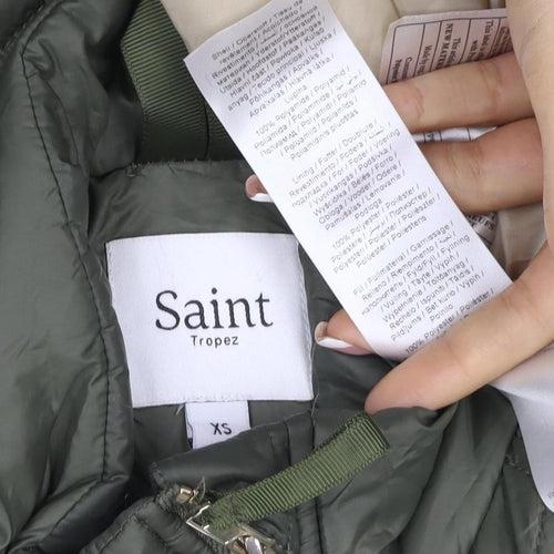 Saint Tropez Women’s Green XS Quilted Padded Reversible Bomber Jacket