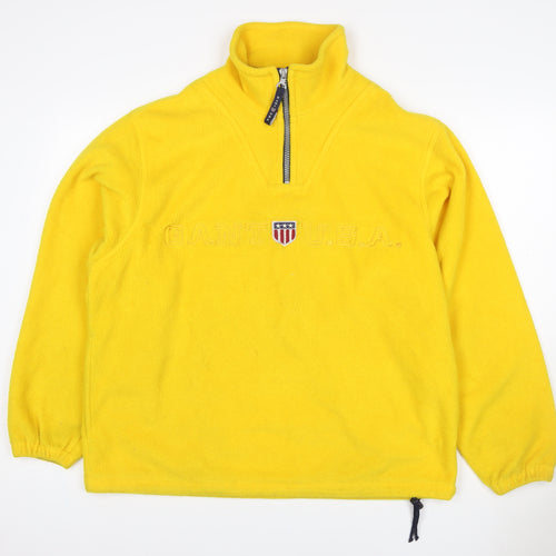 GANT Women Yellow S 1/4 Zip Fleece Pullover Sweatshirt