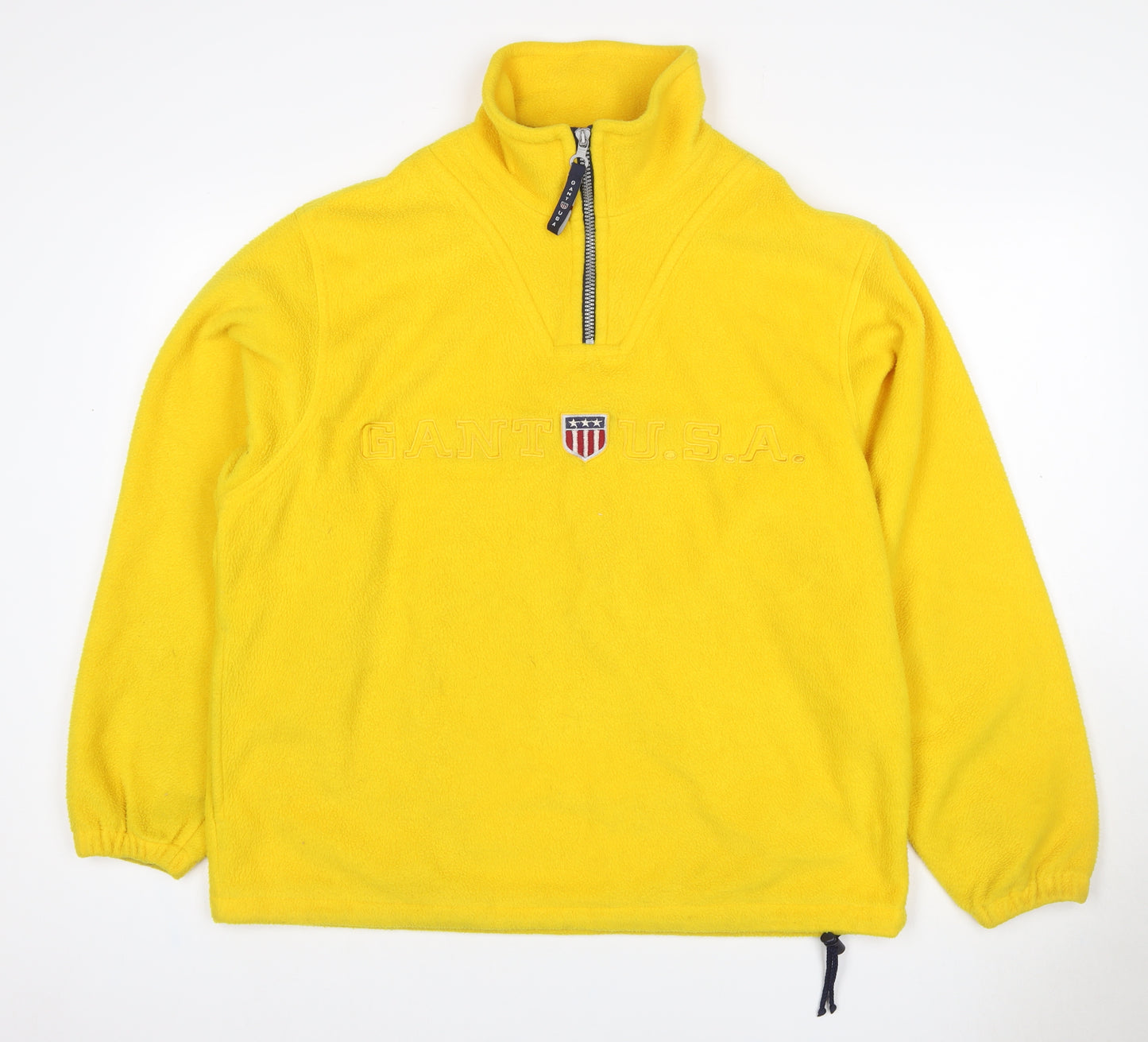 GANT Women Yellow S 1/4 Zip Fleece Pullover Sweatshirt