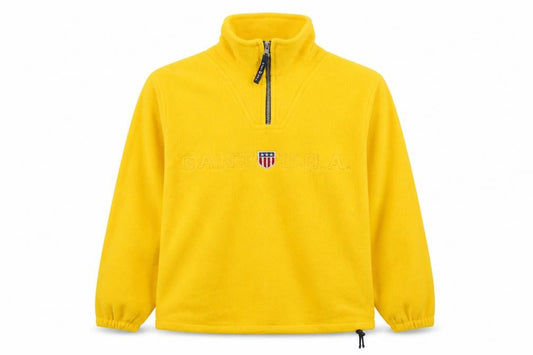Front view of GANT Women Yellow S 1/4 Zip Fleece Pullover Sweatshirt