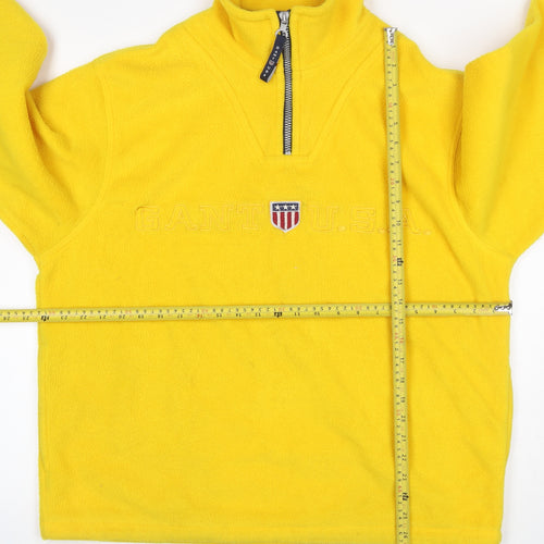 GANT Women Yellow S 1/4 Zip Fleece Pullover Sweatshirt