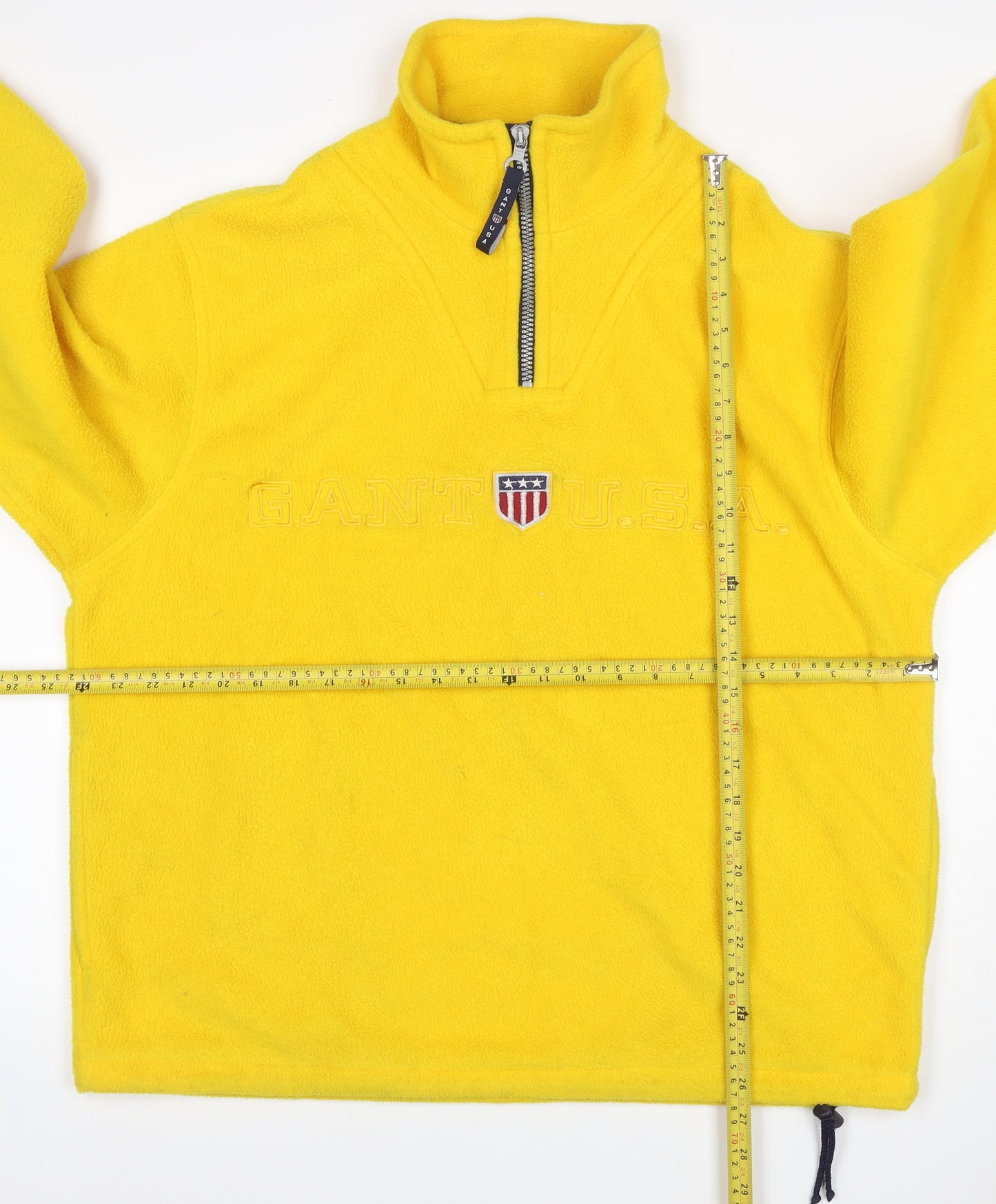 GANT Women Yellow S 1/4 Zip Fleece Pullover Sweatshirt