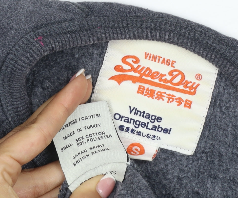 Superdry Women’s Grey S Vintage Orange Label Logo Sweatshirt
