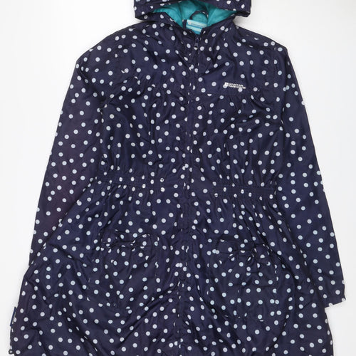 Mountain Warehouse Girls Navy Polka Dot Hooded Rain Coat Age 7