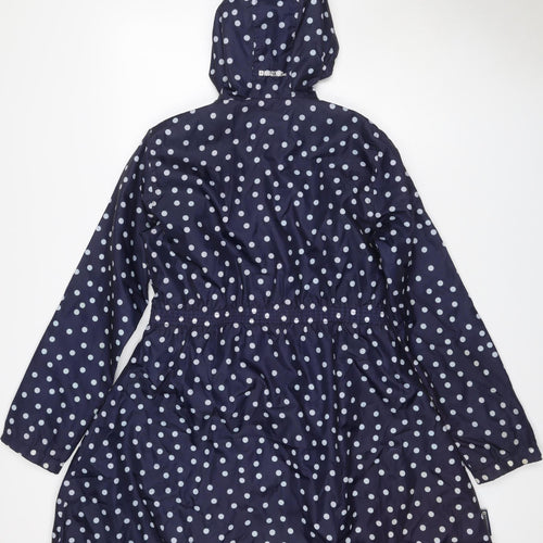Mountain Warehouse Girls Navy Polka Dot Hooded Rain Coat Age 7
