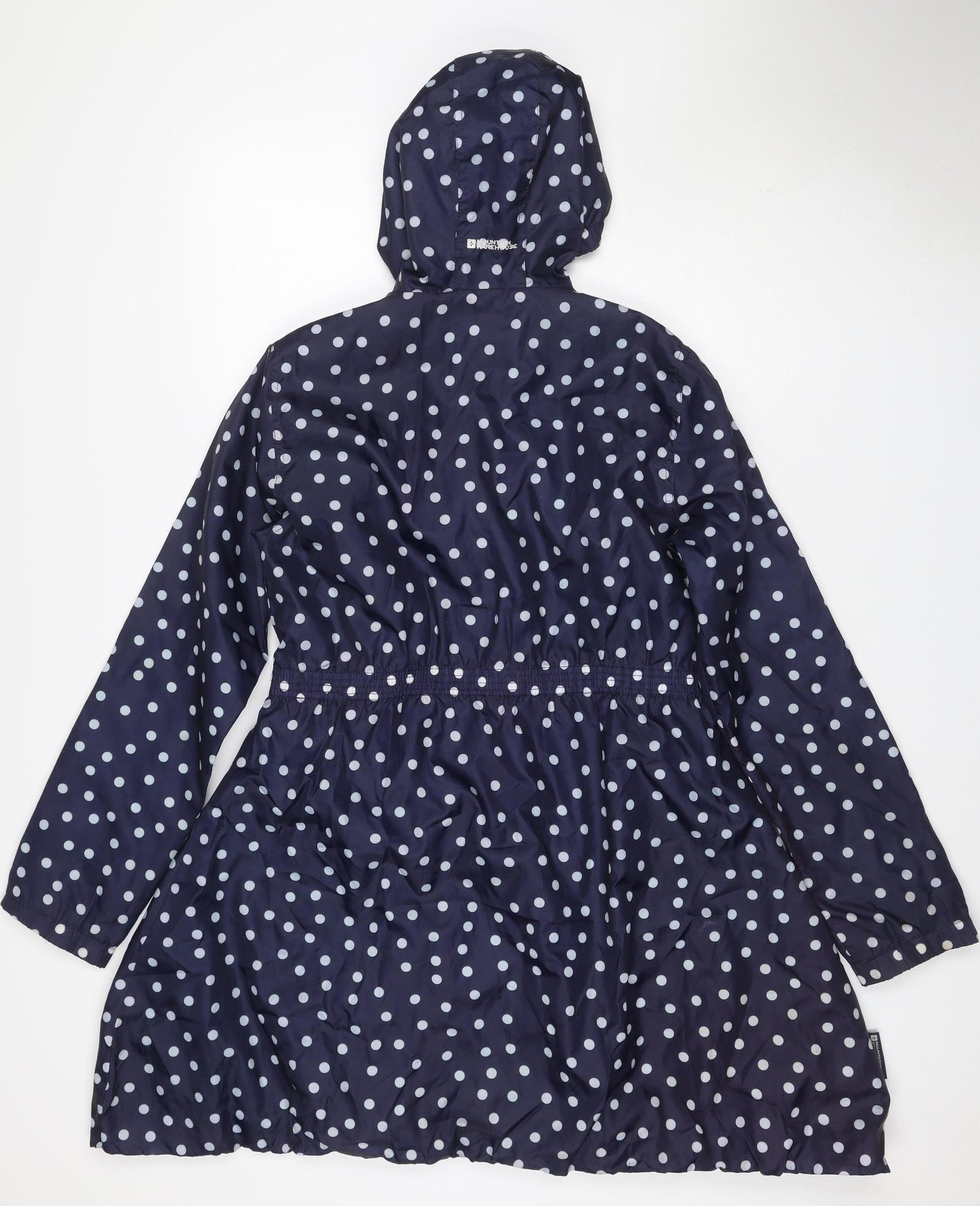 Mountain Warehouse Girls Navy Polka Dot Hooded Rain Coat Age 7