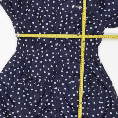 Mountain Warehouse Girls Navy Polka Dot Hooded Rain Coat Age 7