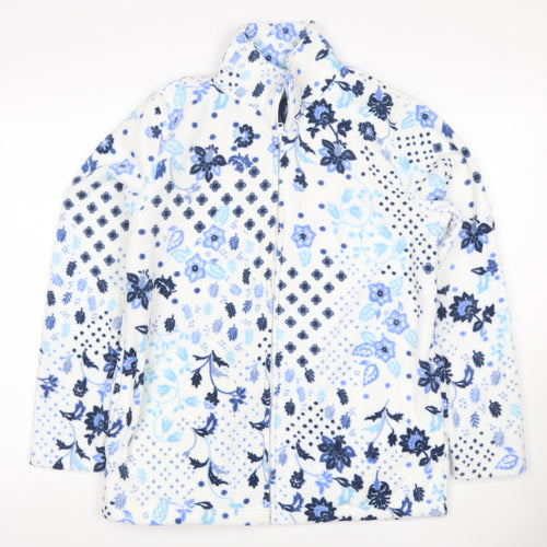 Atlas For Women Women's Blue Floral Fleece Basic Jacket UK 10 Zip