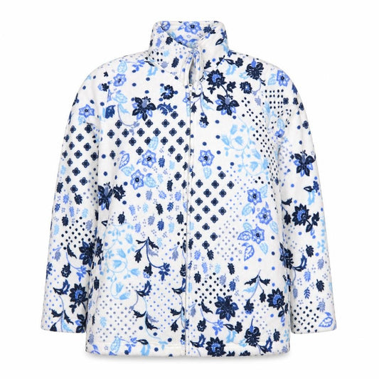 Atlas For Women Women's Blue Floral Fleece Basic Jacket UK 10 Zip