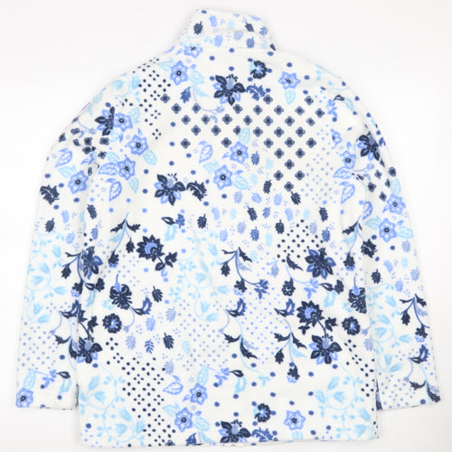 Atlas For Women Women's Blue Floral Fleece Basic Jacket UK 10 Zip
