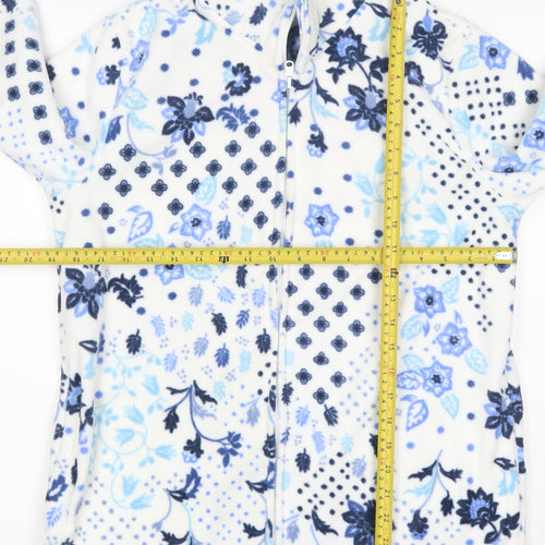 Atlas For Women Women's Blue Floral Fleece Basic Jacket UK 10 Zip