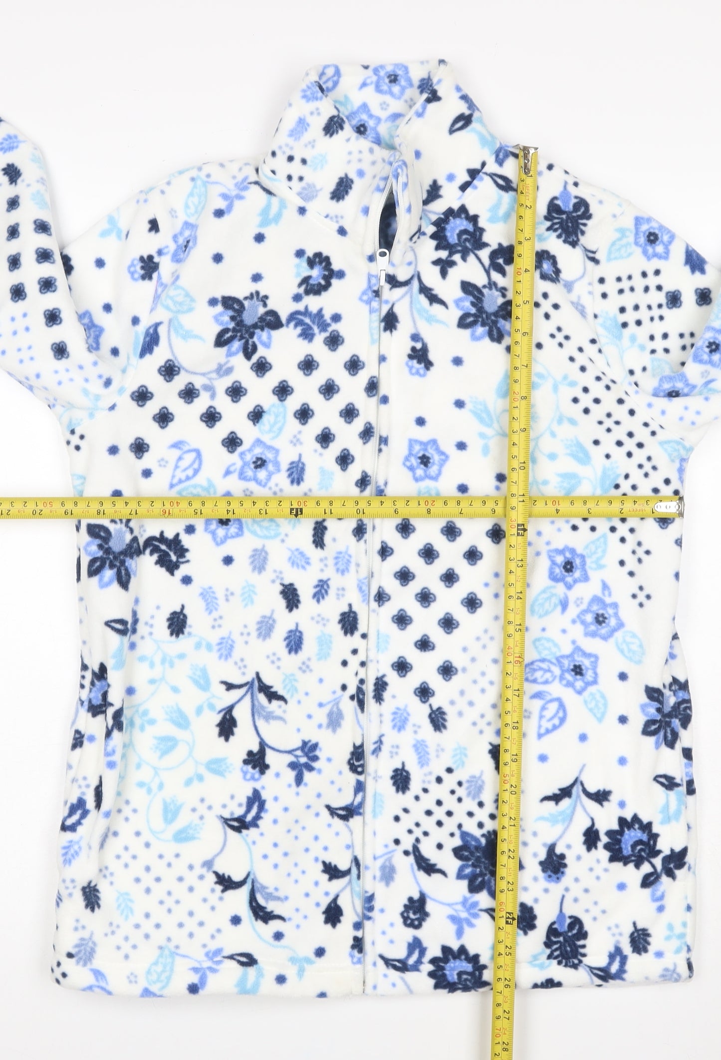 Atlas For Women Women's Blue Floral Fleece Basic Jacket UK 10 Zip