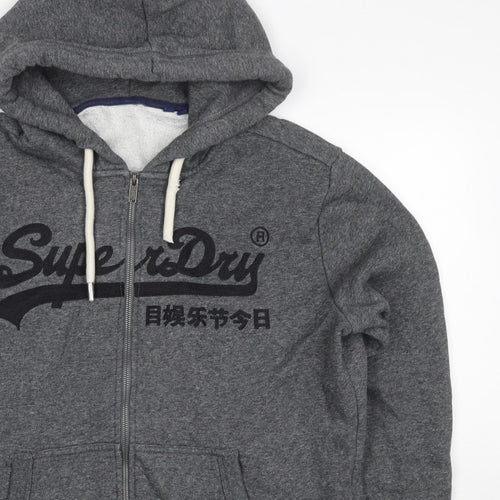 Superdry Men’s Grey L Full Zip Embroidered Logo Hoodie