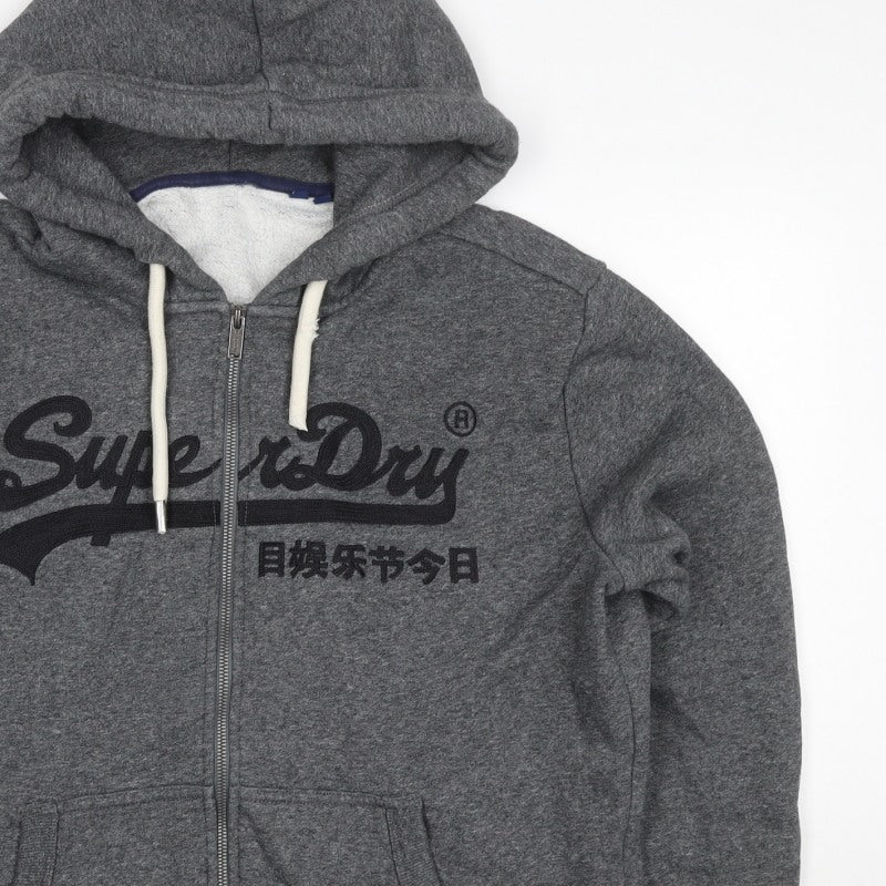 Superdry Men’s Grey L Full Zip Embroidered Logo Hoodie