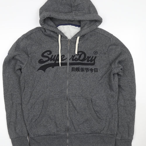 Superdry Men’s Grey L Full Zip Embroidered Logo Hoodie