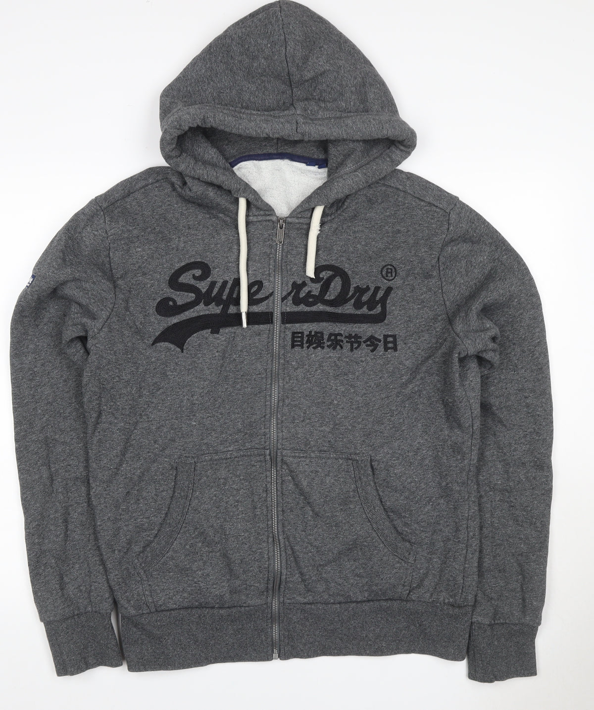 Superdry Men’s Grey L Full Zip Embroidered Logo Hoodie