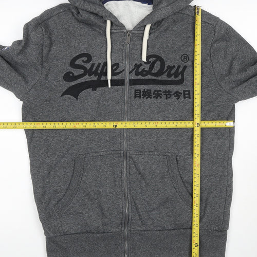 Superdry Men’s Grey L Full Zip Embroidered Logo Hoodie