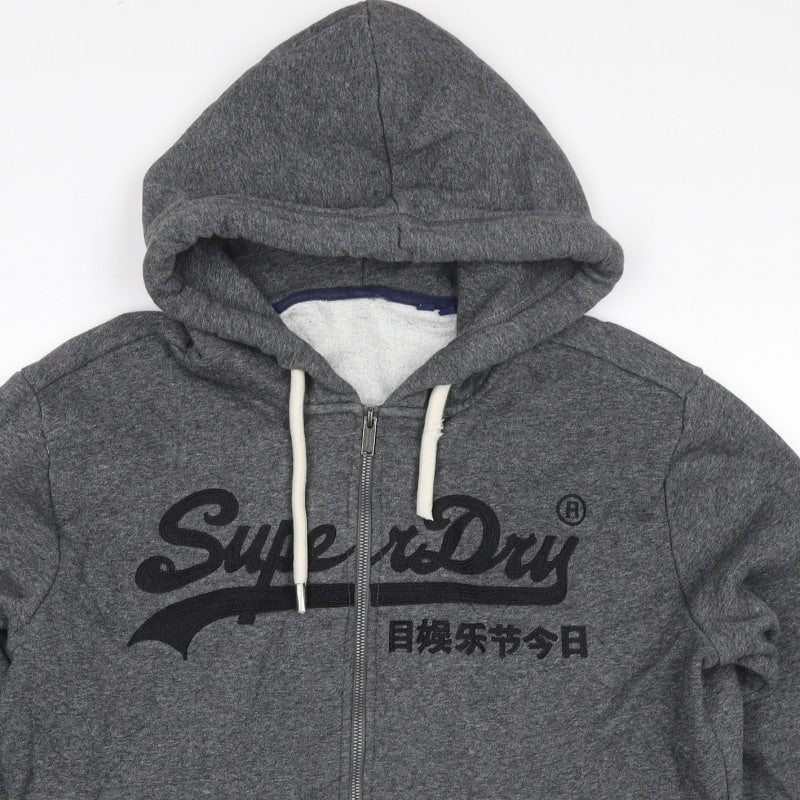 Superdry Men’s Grey L Full Zip Embroidered Logo Hoodie