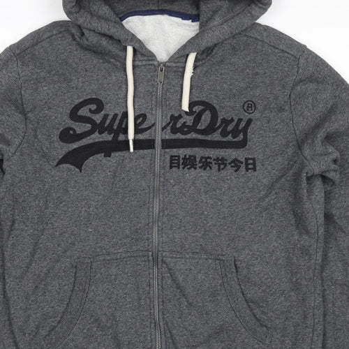 Superdry Men’s Grey L Full Zip Embroidered Logo Hoodie