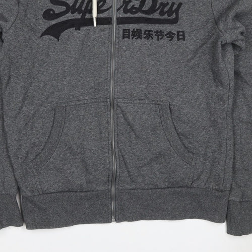Superdry Men’s Grey L Full Zip Embroidered Logo Hoodie