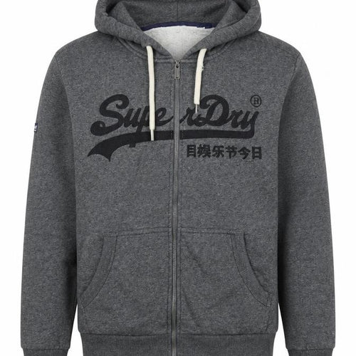 Superdry Men’s Grey L Full Zip Embroidered Logo Hoodie