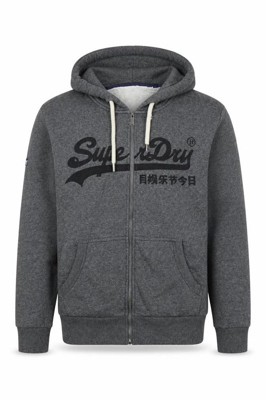 Superdry Men’s Grey L Full Zip Embroidered Logo Hoodie