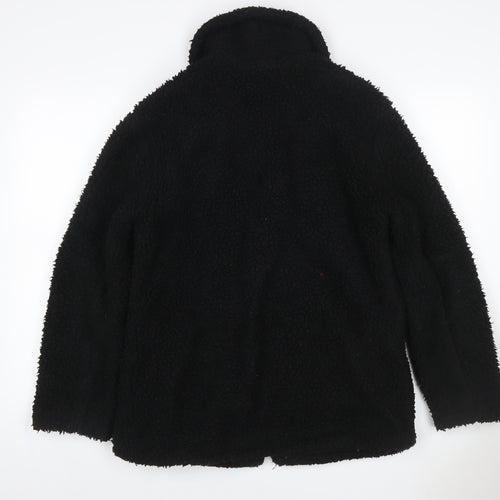 Topshop Women’s Black Borg Fleece Zip Jacket UK 10 Lined