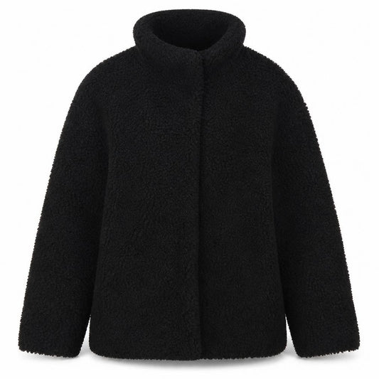 Topshop Women’s Black Borg Fleece Zip Jacket UK 10 Lined