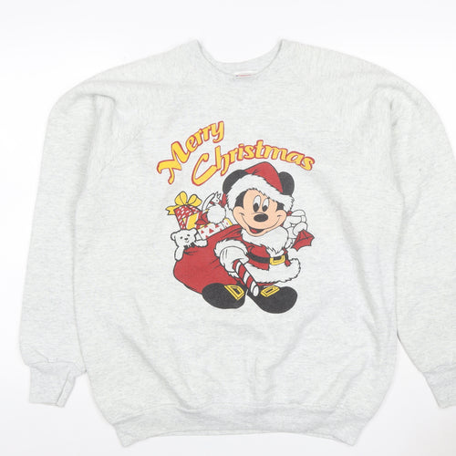Fruit of the Loom Men’s Grey XL Mickey Mouse Christmas Sweatshirt