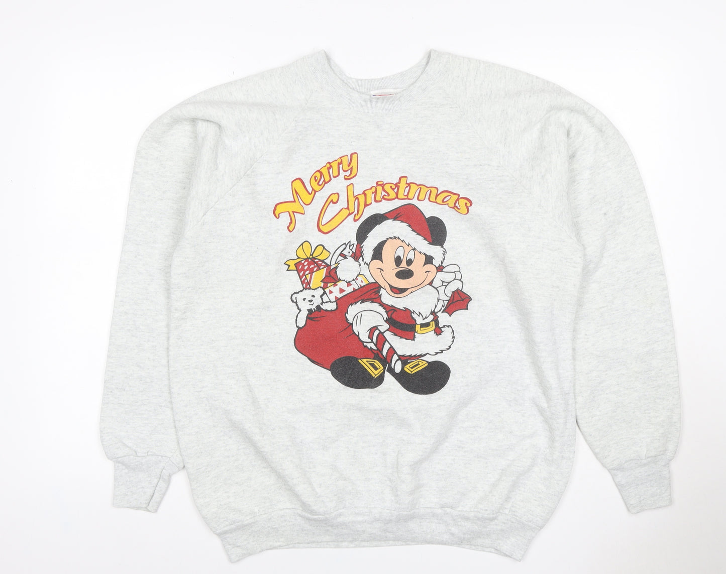 Fruit of the Loom Men’s Grey XL Mickey Mouse Christmas Sweatshirt