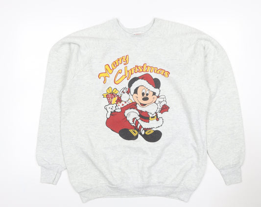Fruit of the Loom Men’s Grey XL Mickey Mouse Christmas Sweatshirt