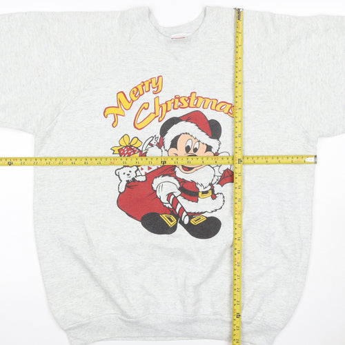 Fruit of the Loom Men’s Grey XL Mickey Mouse Christmas Sweatshirt