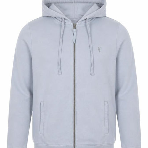 AllSaints Men’s Blue XS Full Zip Hooded Cotton Logo Hoodie