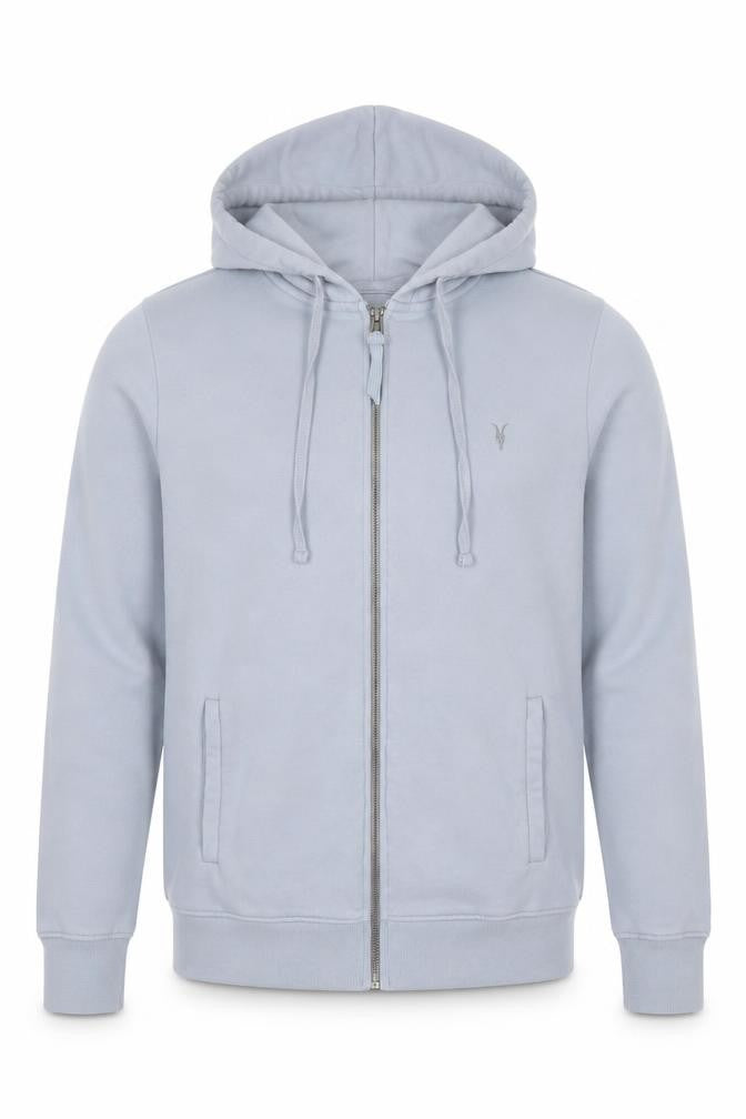 AllSaints Men’s Blue XS Full Zip Hooded Cotton Logo Hoodie