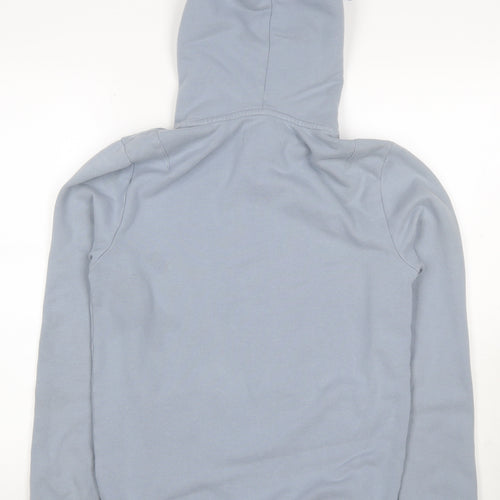 AllSaints Men’s Blue XS Full Zip Hooded Cotton Logo Hoodie