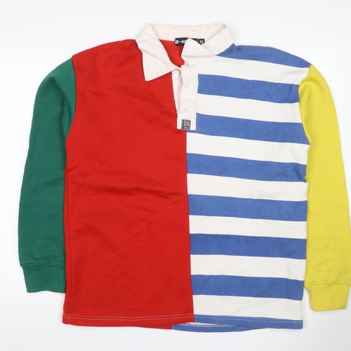 2-MINDS Men Multicoloured M Striped Henley Collared Sweatshirt